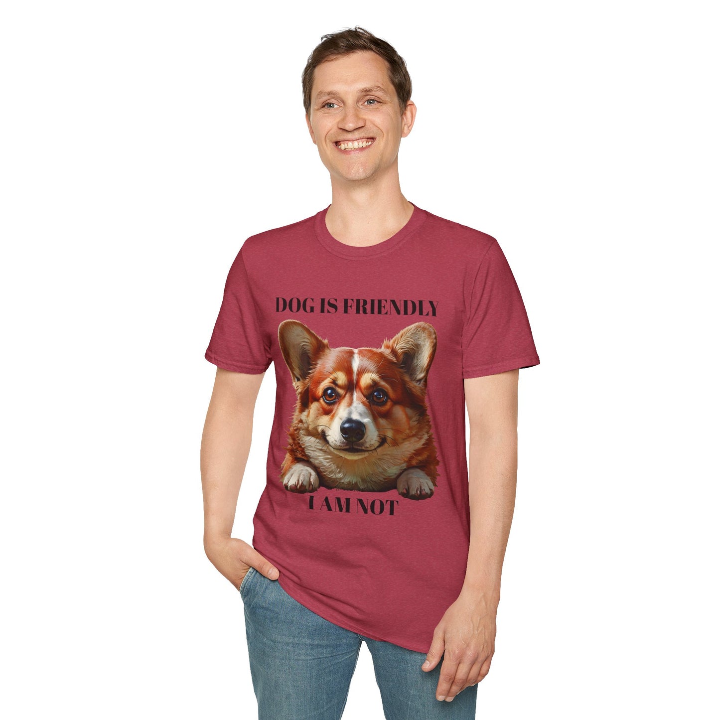 Funny Dog Lover Korgi T-Shirt - "Dog is Friendly, I am Not"