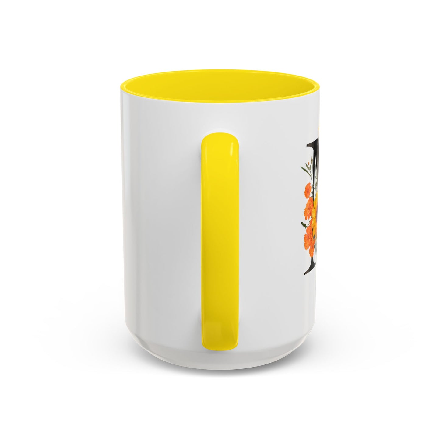 Personalized Floral Monogram - Letter M - Elegant Accent Coffee Mug – Personalized Mothers Day Gift