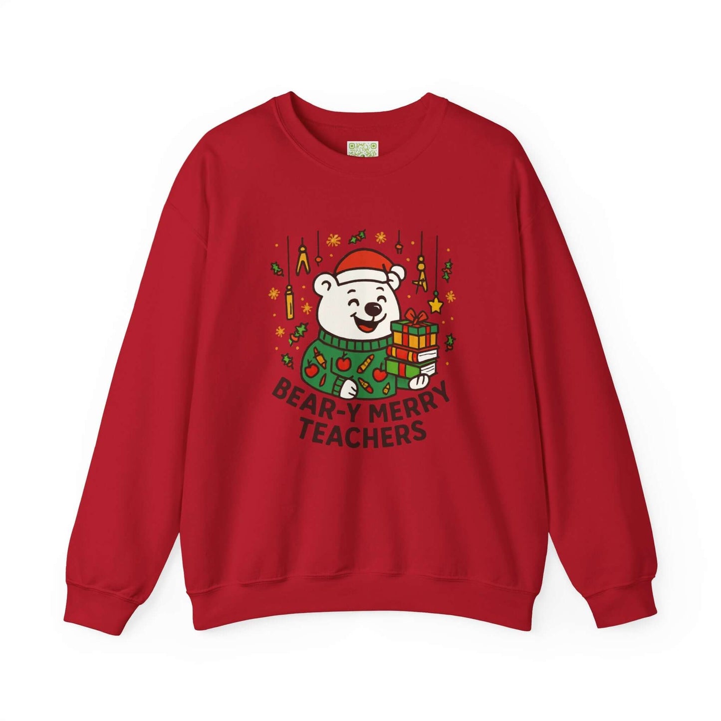 Custom Bear-y Merry Teachers sweatshirt with festive bear design, perfect holiday gift for educators.