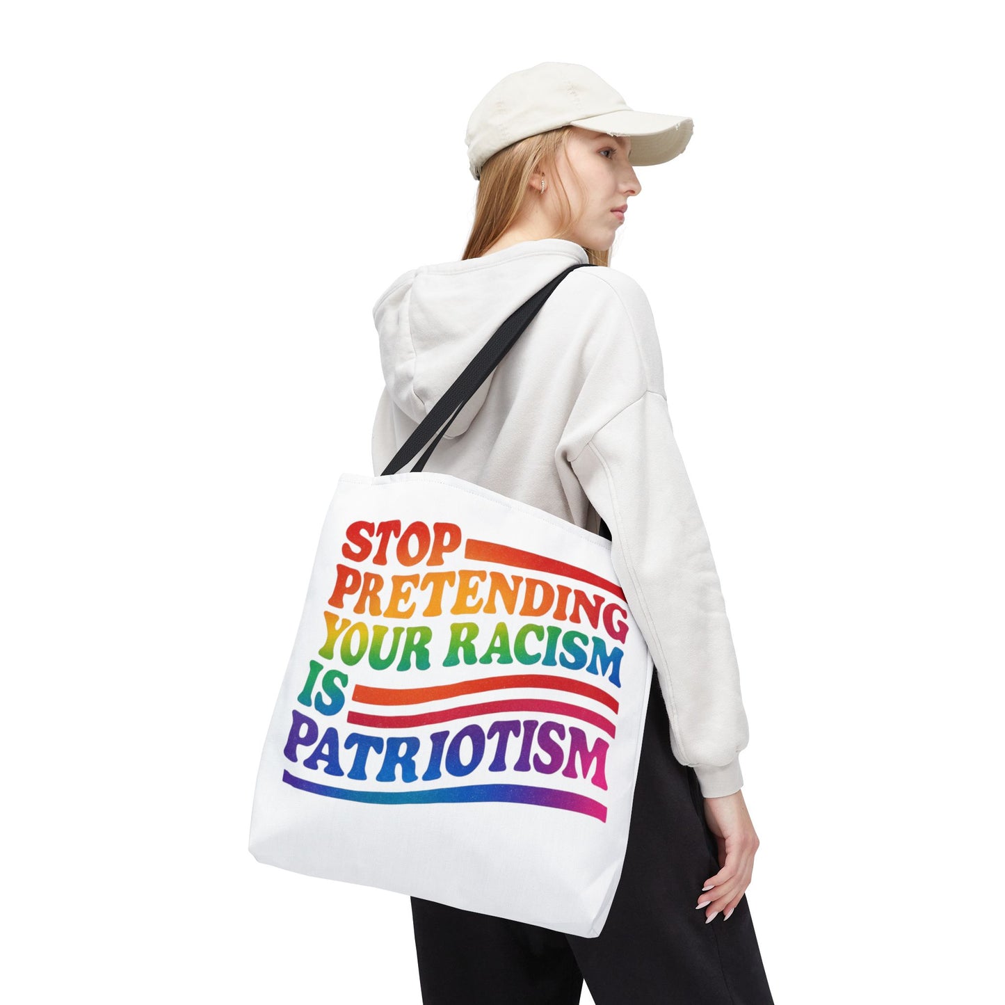 Pride Tote Bag, Stop Pretending Your Racism is Patriotism Tote, Pride Month Tote, Gay Tote, Equal Rights Tote, LGBTQ+ Support