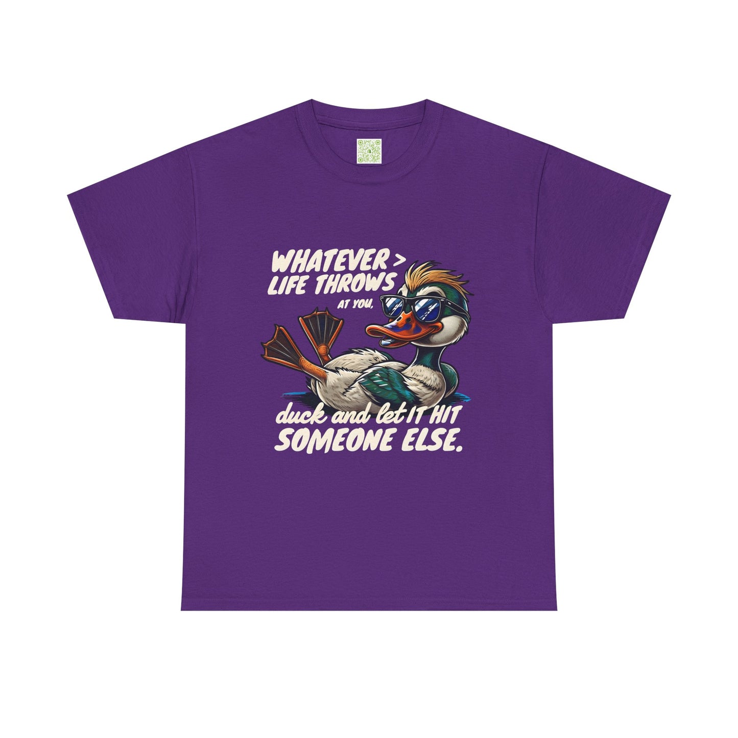Funny Duck Quote T-Shirt, Unisex Heavy Cotton Tee, Quack Up Through Lifes Challenges