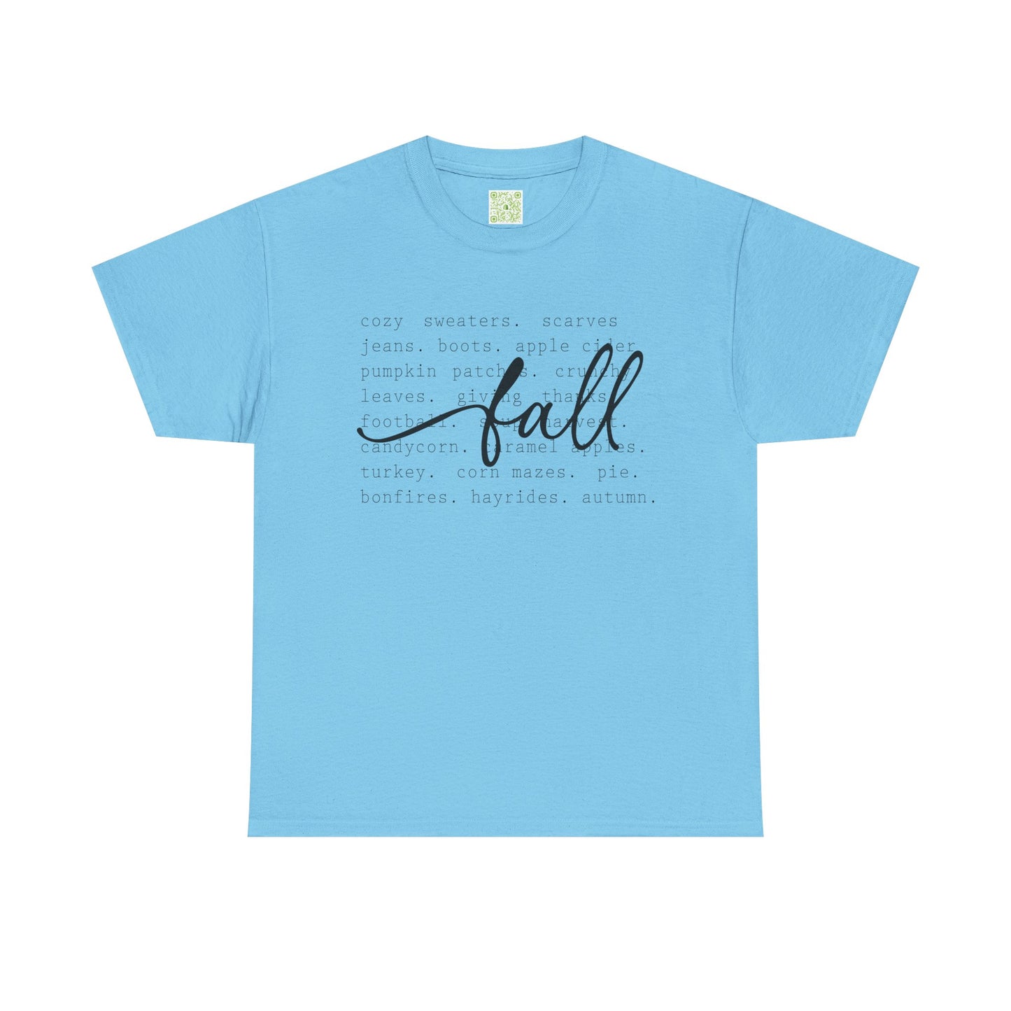 Fall Vibes Autumn Tee featuring cozy fall-themed text and graphics, perfect for autumn celebrations.