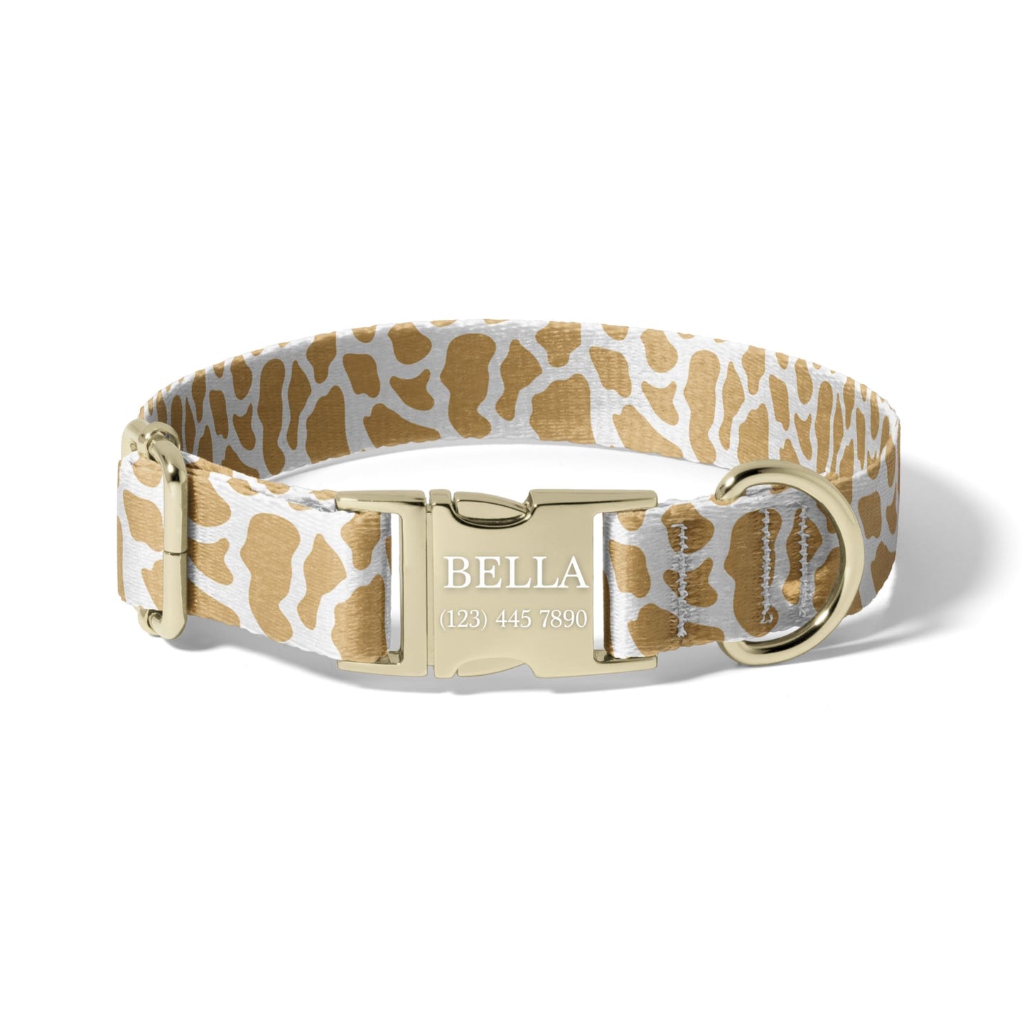 Custom Neutral Cowhide Dog Collar with Laser Engraved Buckle, Adjustable Western Style Pet Collar with Quick Release RET-615-02