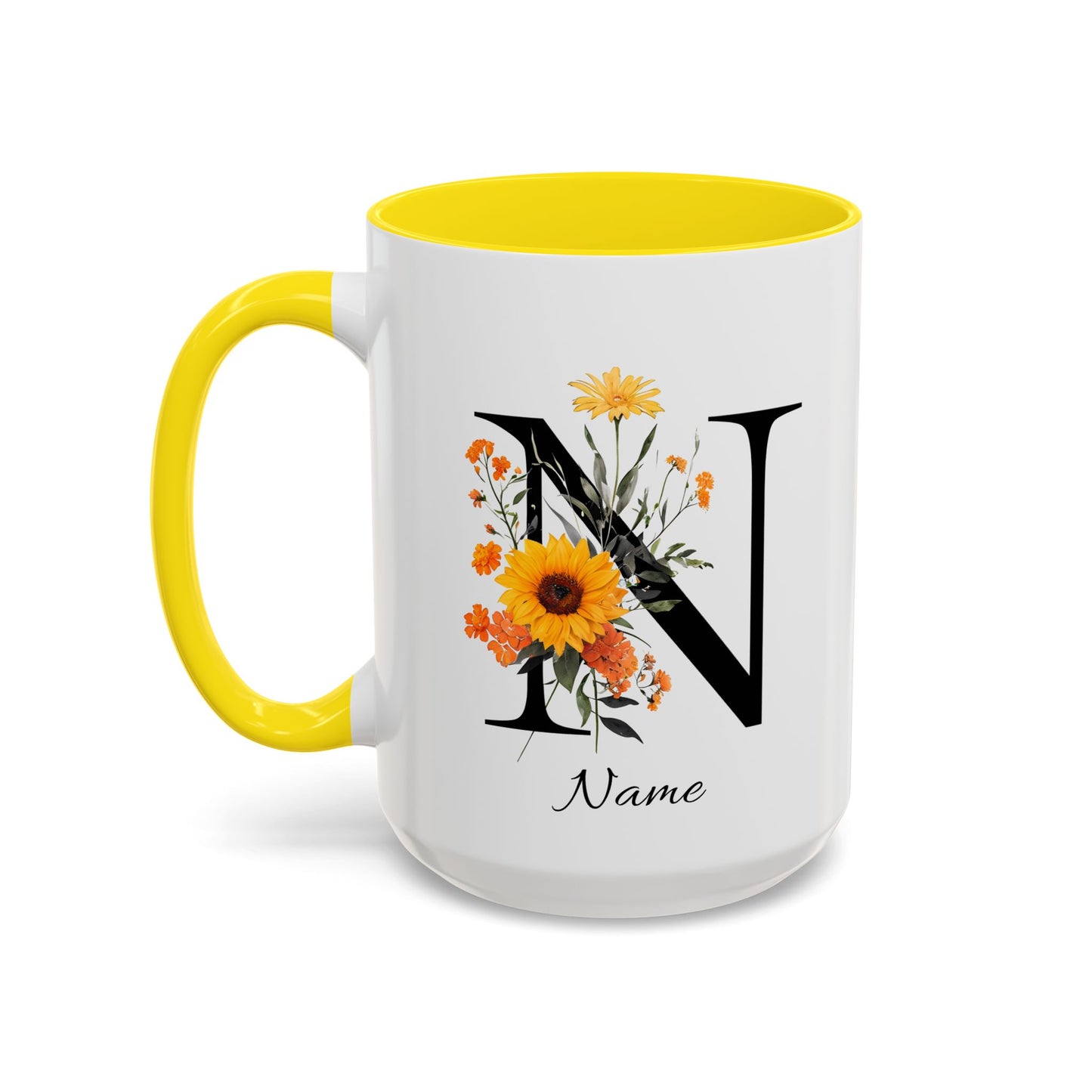 Personalized Floral Monogram - Letter N - Elegant Accent Coffee Mug – Personalized Mothers Day Gift