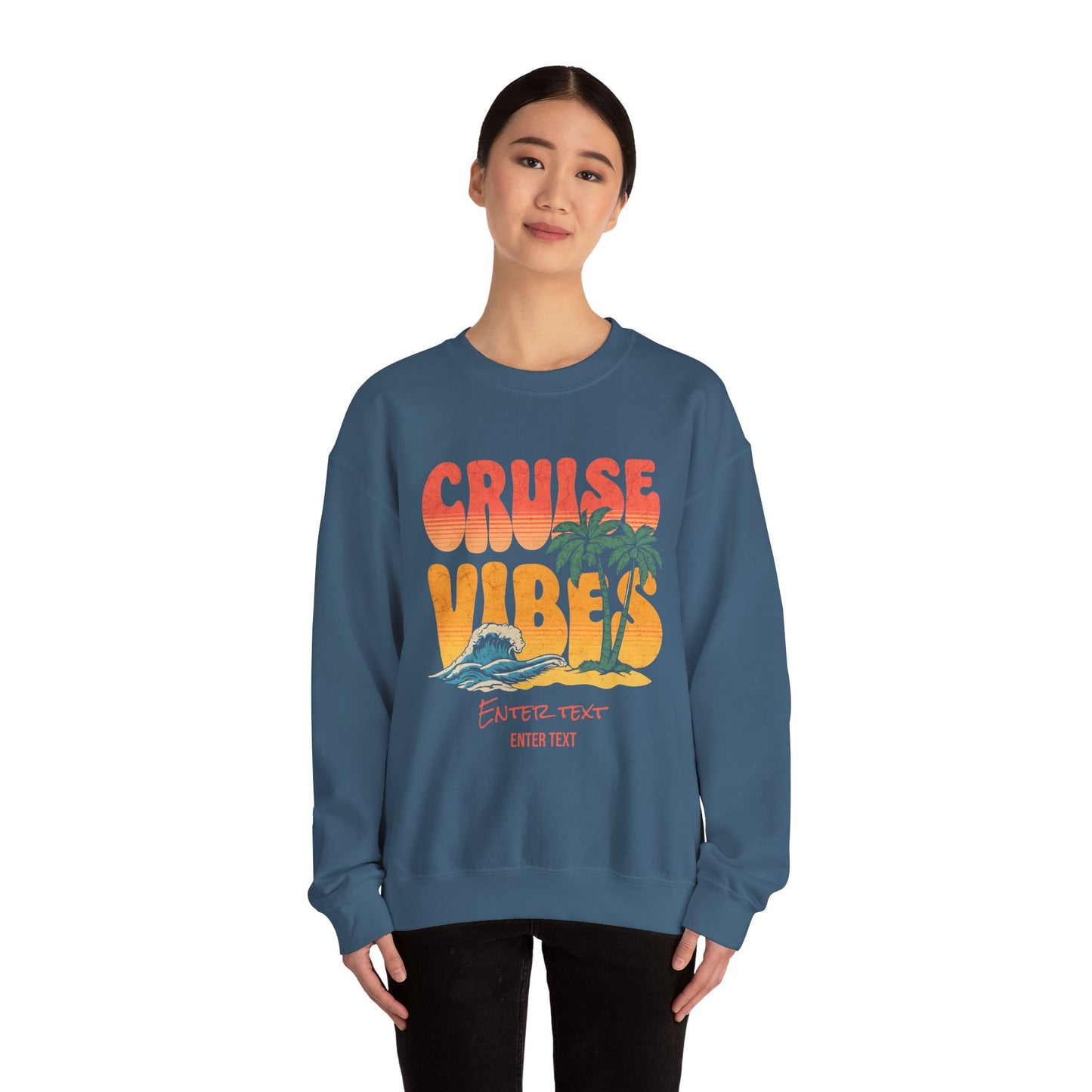 Retro Cruise Vibes Crewneck Sweatshirt, Summer Relaxation Style, Alaska Cruise, Caribbean Cruise, Girls Cruise