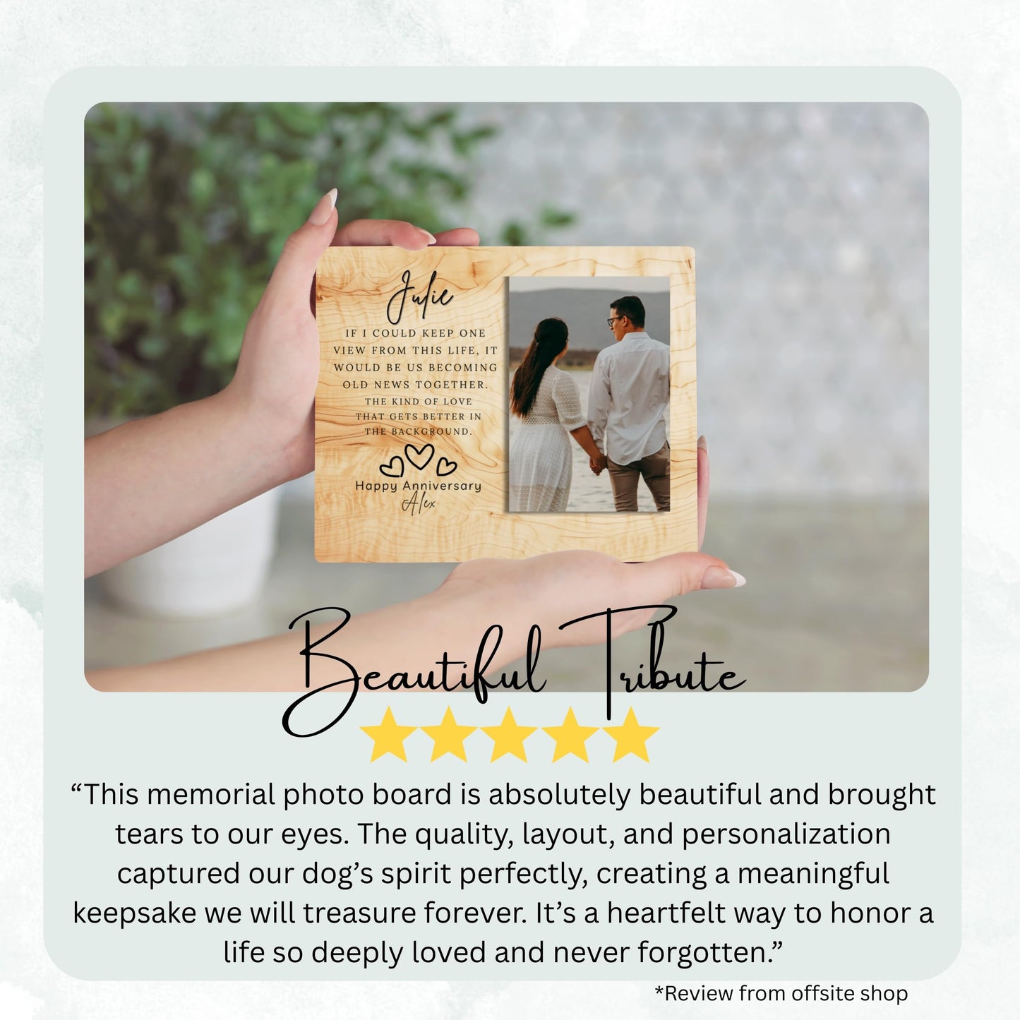 Custom MDF Picture Board, Custom Photo Keepsake for Spouse, Gift-Ready Tabletop Display, Soft Style