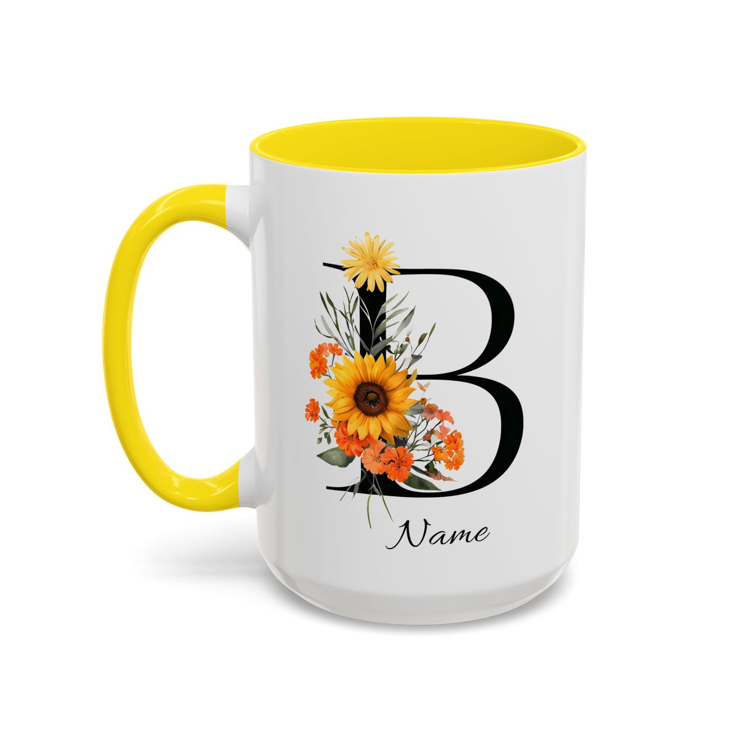 Personalized Floral Monogram - Letter B - Elegant Accent Coffee Mug – Personalized Mothers Day Gift