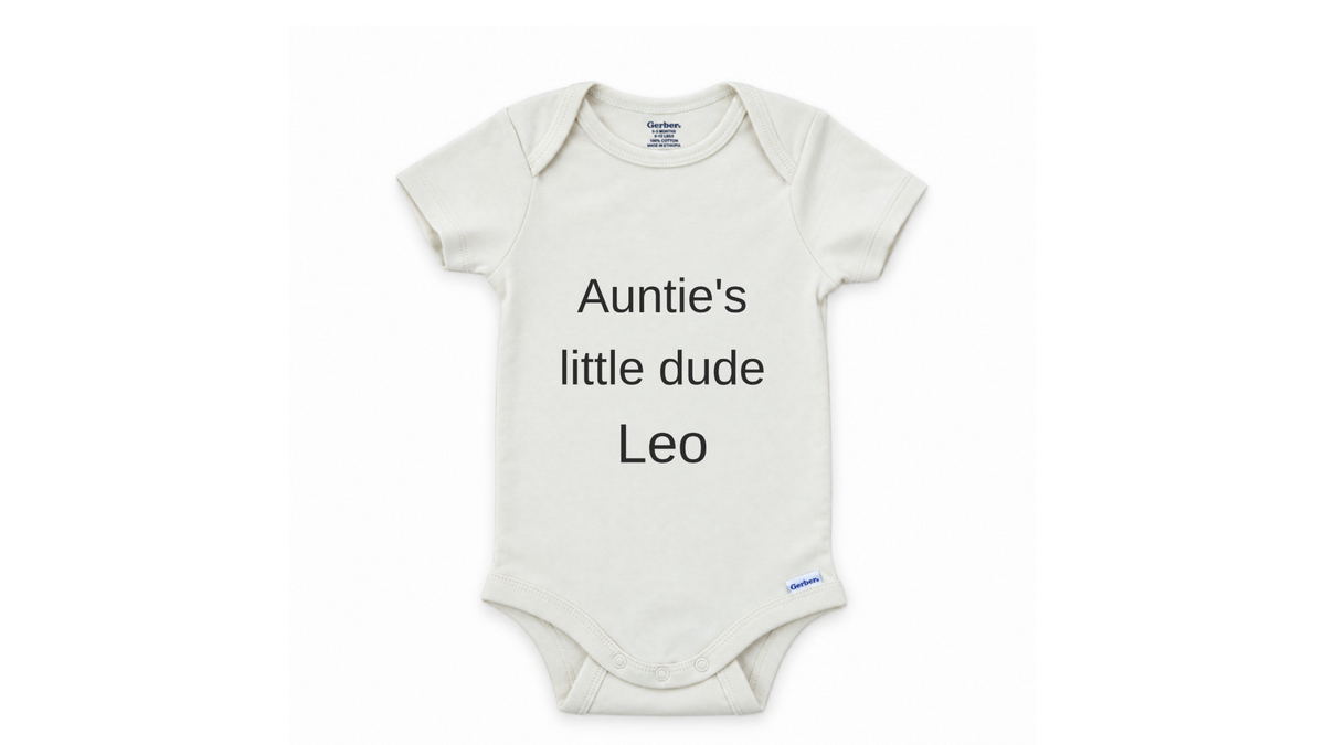 Big initial name personalized baby onesie