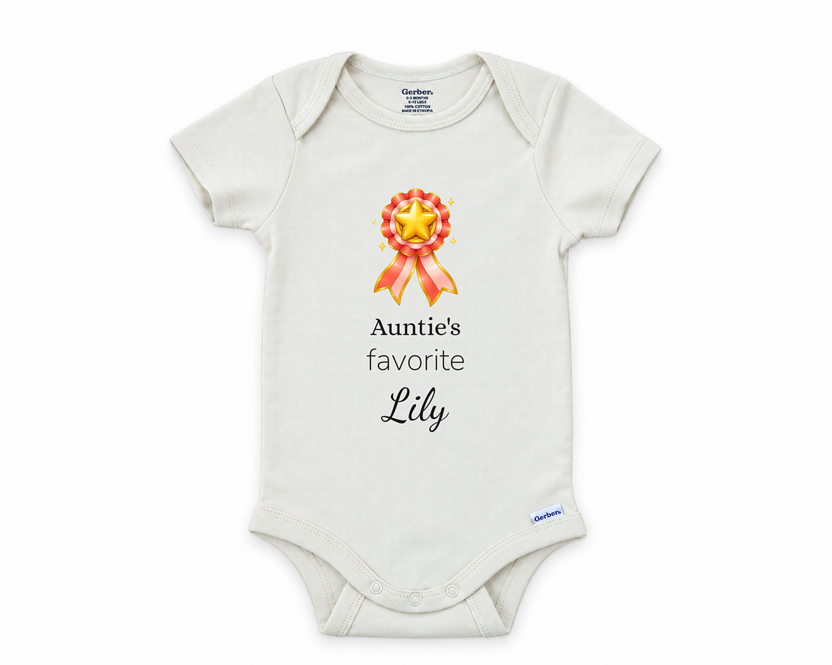 DESIGN F - Auntie's Favorite personalized baby bodysuit design