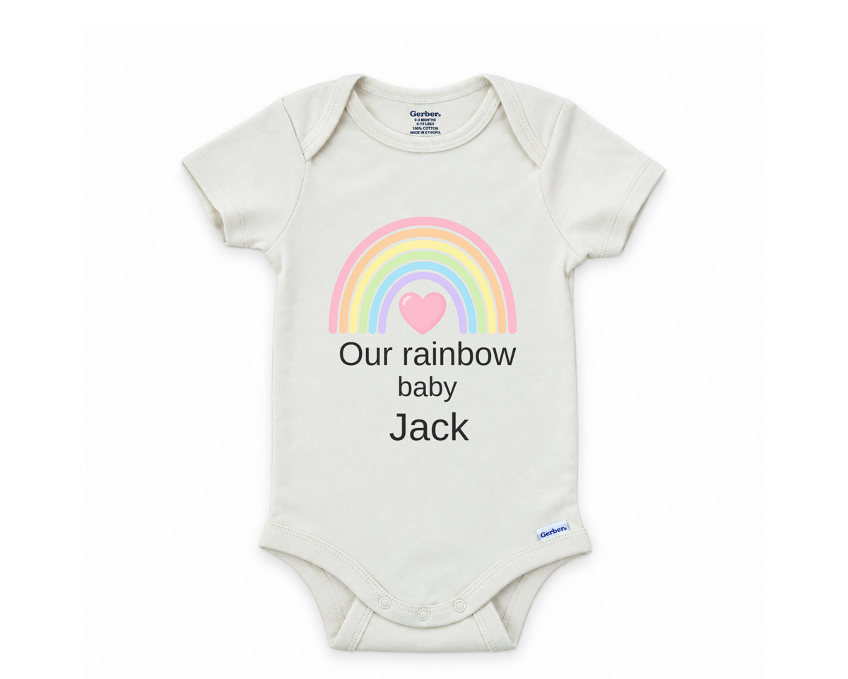 DESIGN G - Our Rainbow Baby pastel rainbow baby bodysuit