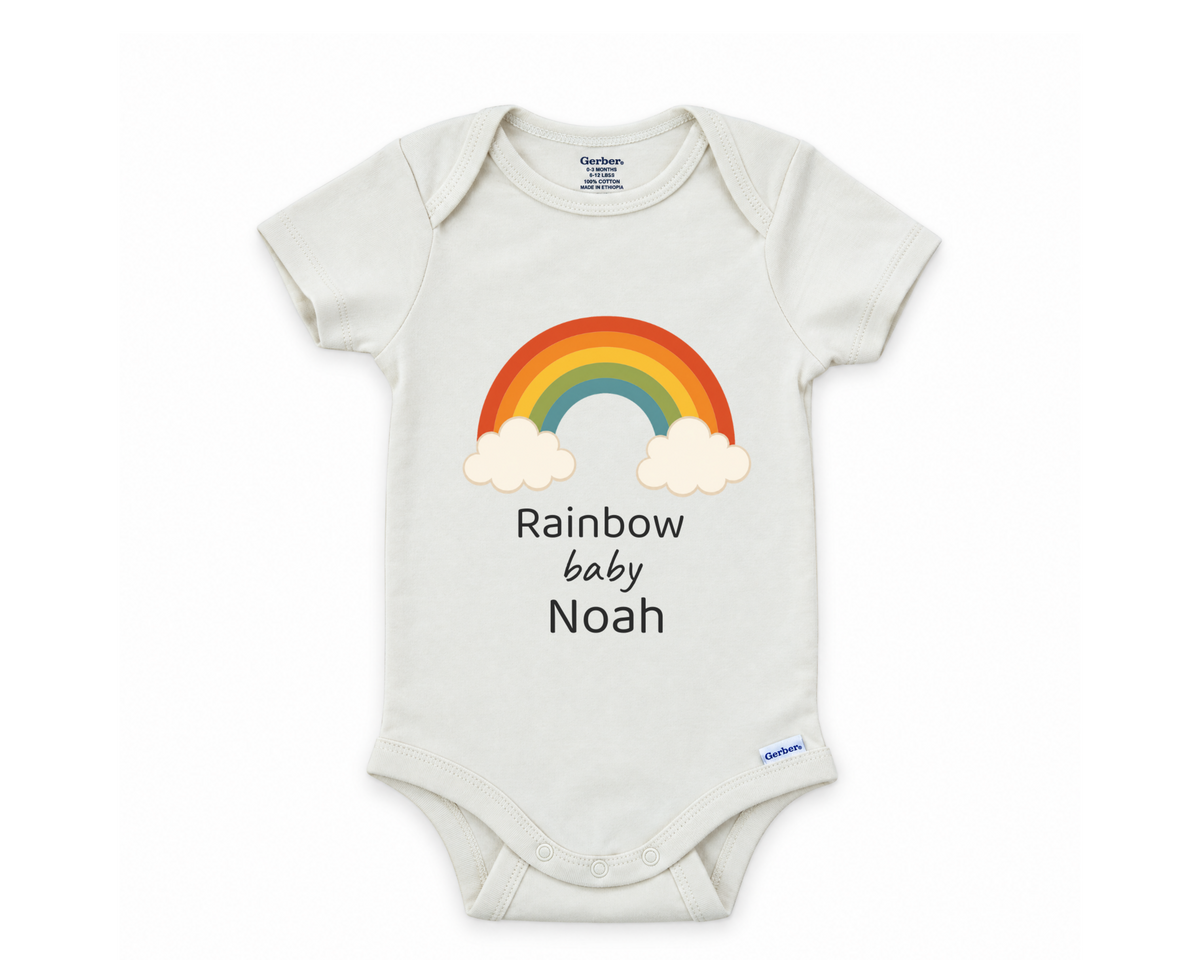 DESIGN B - Rainbow Baby retro rainbow personalized baby bodysuit