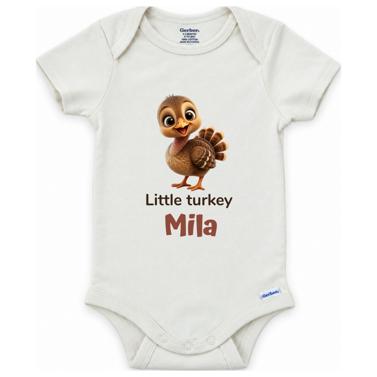 Hand-painted pecan pie personalized Thanksgiving baby onesie