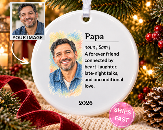 Personalized Papa Ornament, Family Ornament, Papa Gifts, Gifts For Papa, Gift Papa, Custom Ornament, Ceramic Ornament, Stocking Stuffer