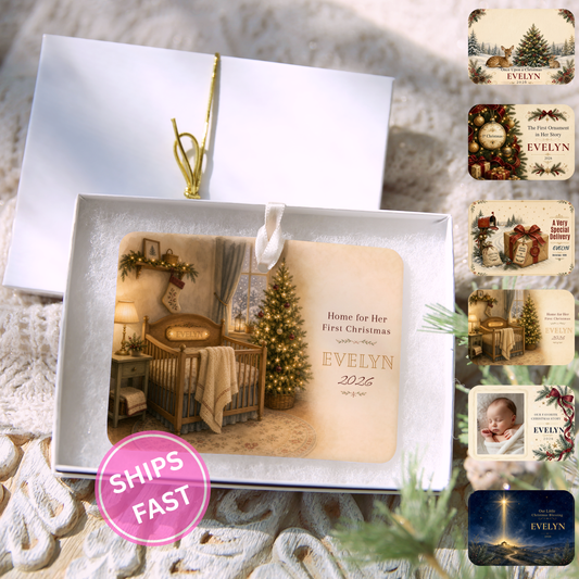Personalized Baby’s First Christmas Story Ornament – Heritage Nursery
