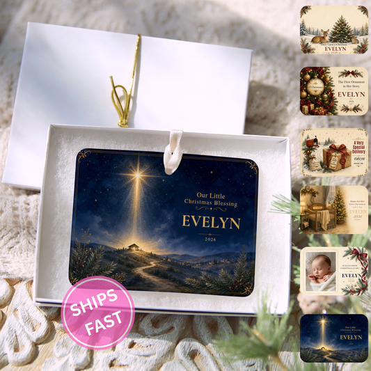 Personalized Baby’s First Christmas Ornament – Celestial Cradle