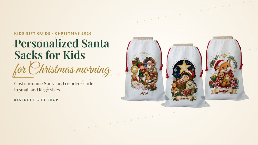 Personalized Santa sacks for kids from Resendez Gift Shop