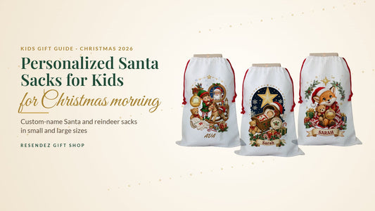 Personalized Santa sacks for kids from Resendez Gift Shop