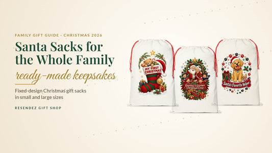 Ready-made Santa sacks for the whole family from Resendez Gift Shop