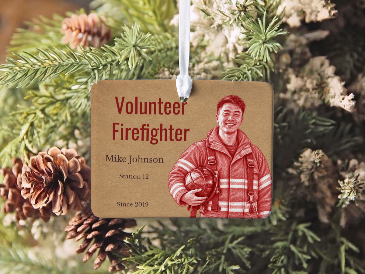 Thin Red Line Firefighter Ornament: Thin Red Line Gift, Custom Firefighter Ornament, Ceramic Keepsake Stocking Stuffer 2026 Present