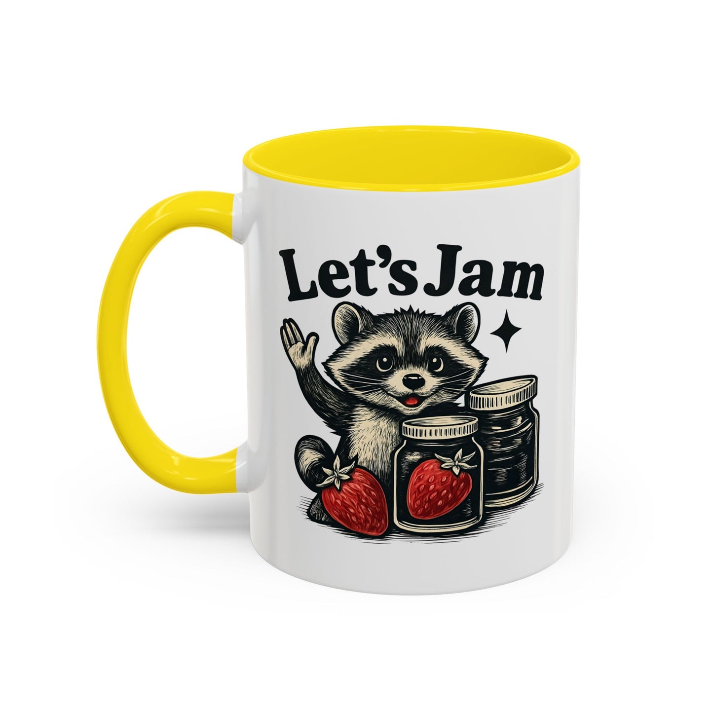 Let's Jam Raccoon Coffee Mug, Strawberry Mug, Cute Summer Mug, Raccoon Strawberry Mug, Funny Raccoon Mug, Trending Now