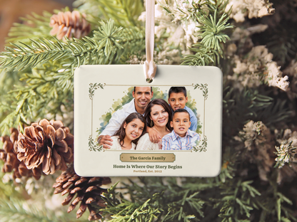 First Christmas Family of Three Ornament, Personalized Family Name Ornament, Family Christmas Ornament, Ceramic Keepsake
