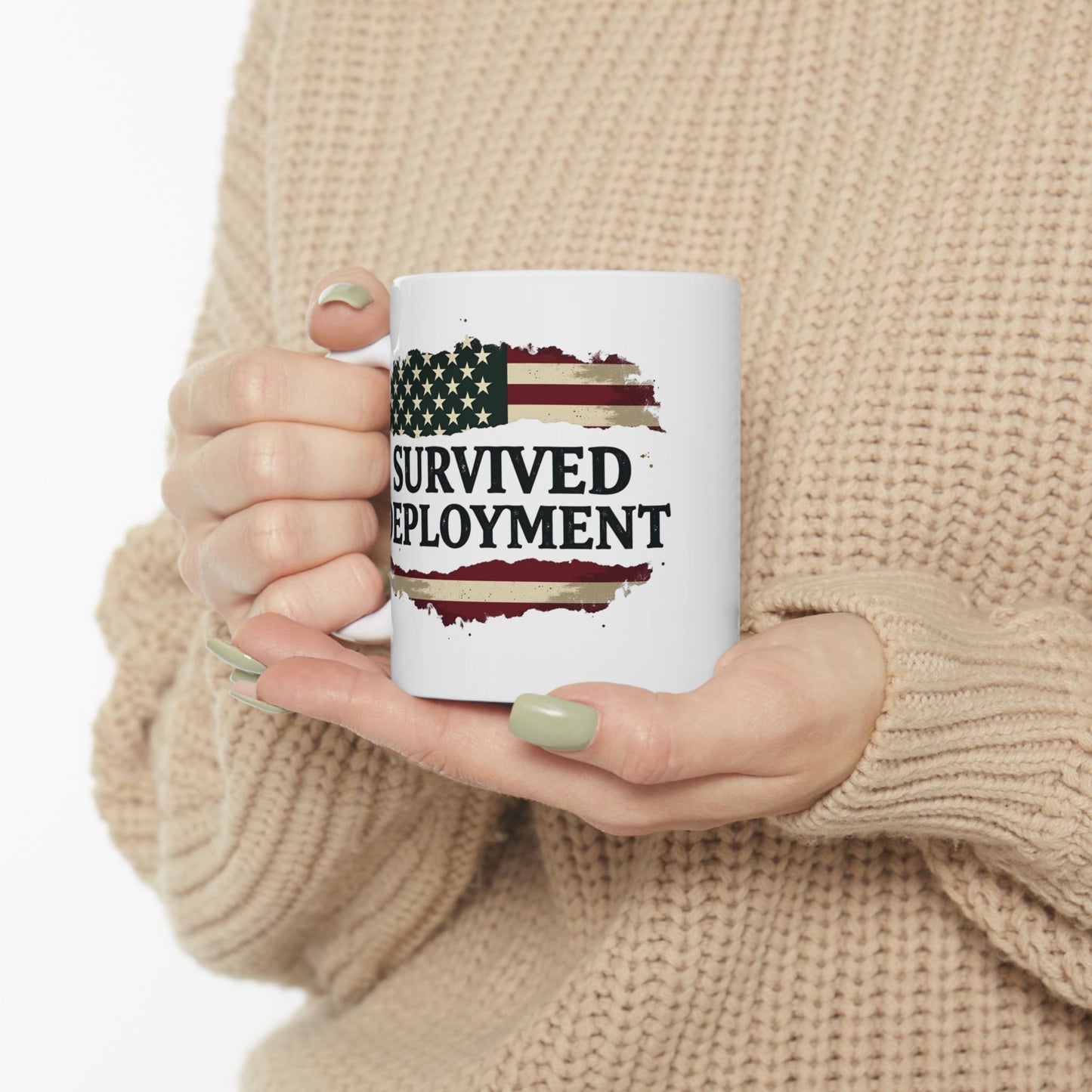 National Guard Survived Deployment Flag Mug, Army National Guard, Veteran Appreciation Gift, Military Coffee Cup