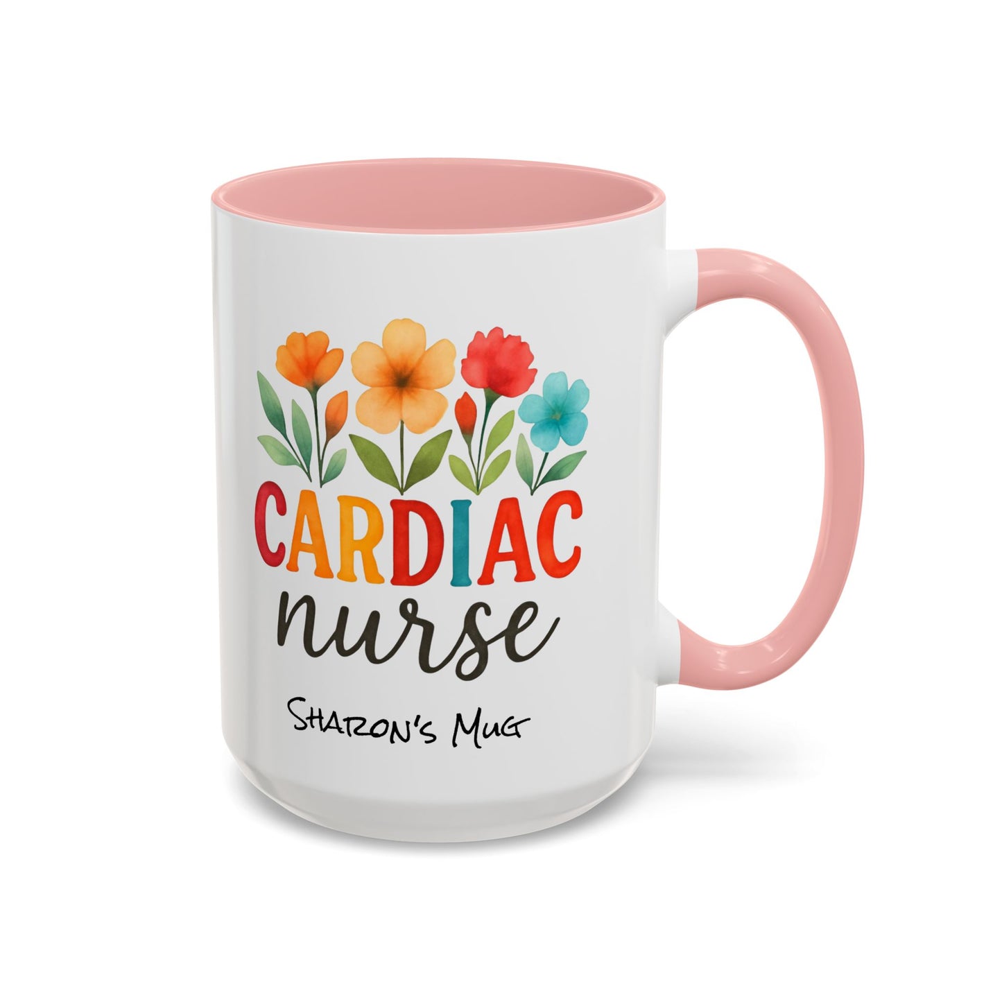 Cardiac Nurse Floral Watercolor Accent Coffee Mug, CVICU Nurse Mug, Cardiac Nurse Gifts, Cardiac ICU Nurse