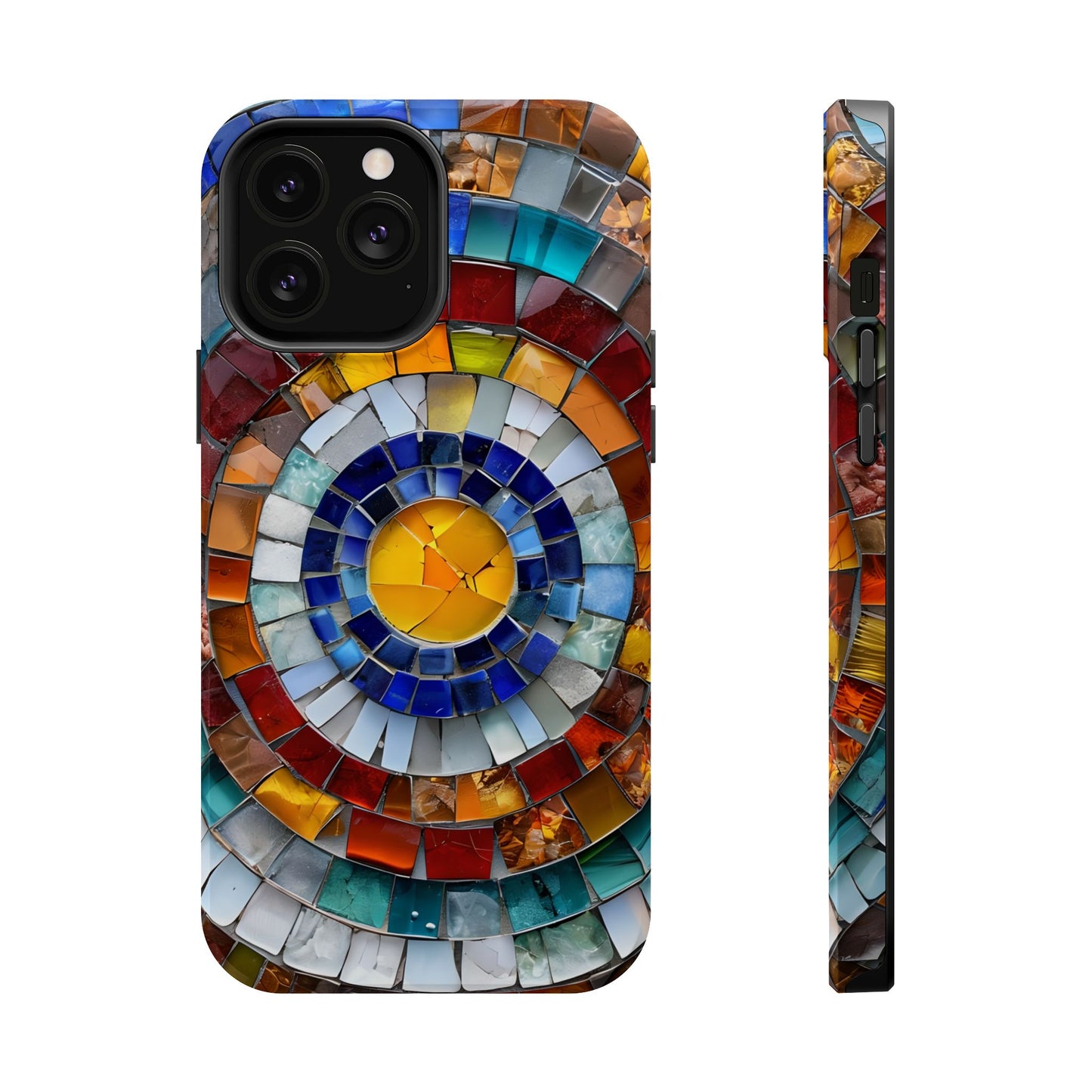 Magnetic Mosaic Phone Case, Trendy iPhone Case, Unique Design, Faux Stained Glass, Custom Phone Cover, Wireless Charging