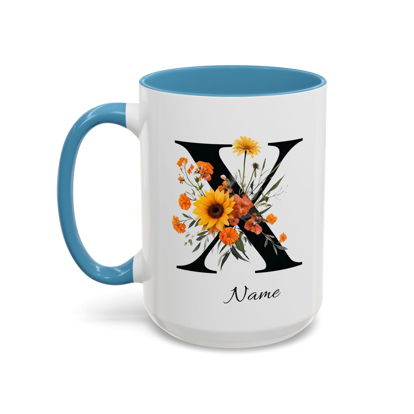 Personalized Floral Monogram - Letter X - Elegant Accent Coffee Mug – Personalized Mothers Day Gift