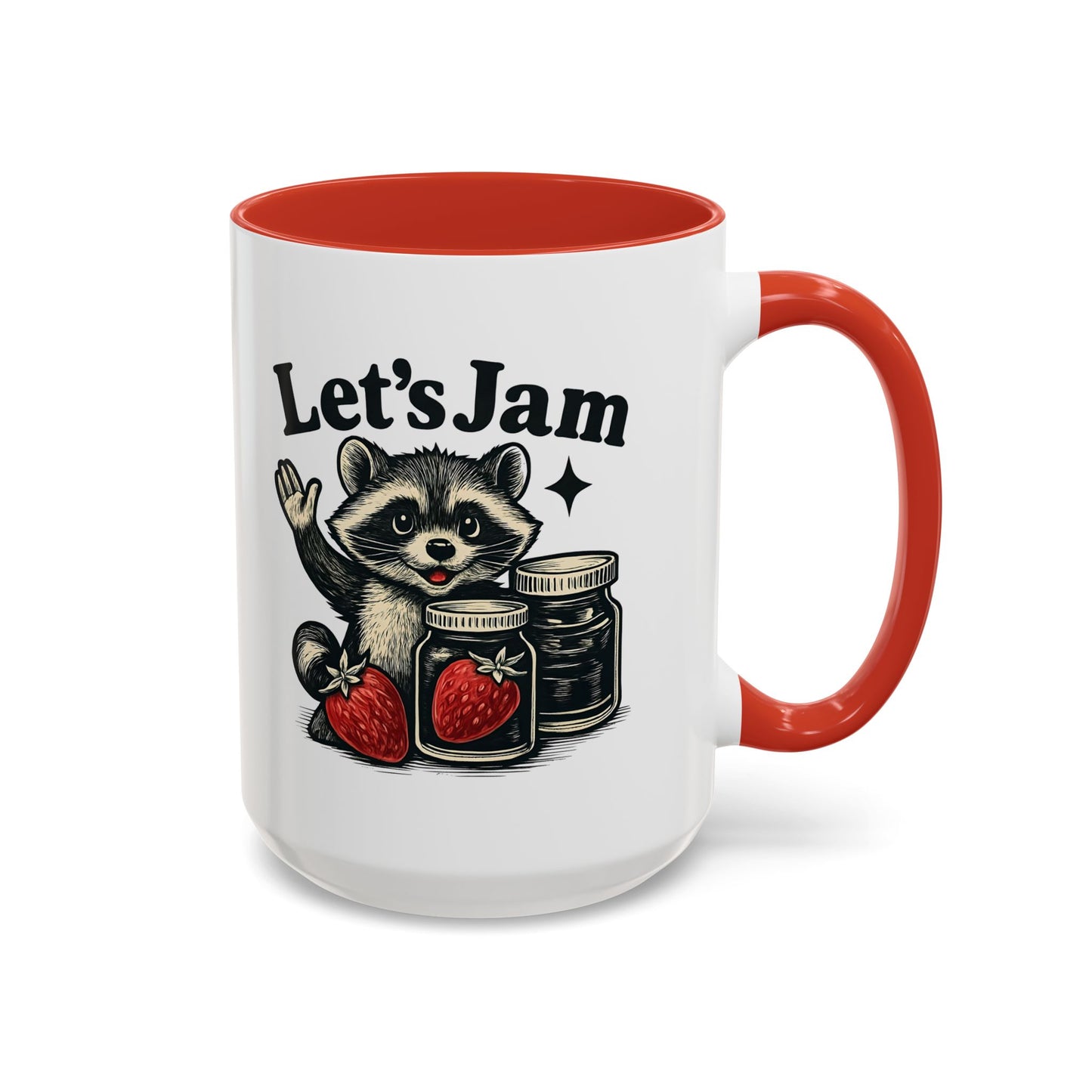 Let's Jam Raccoon Coffee Mug, Strawberry Mug, Cute Summer Mug, Raccoon Strawberry Mug, Funny Raccoon Mug, Trending Now