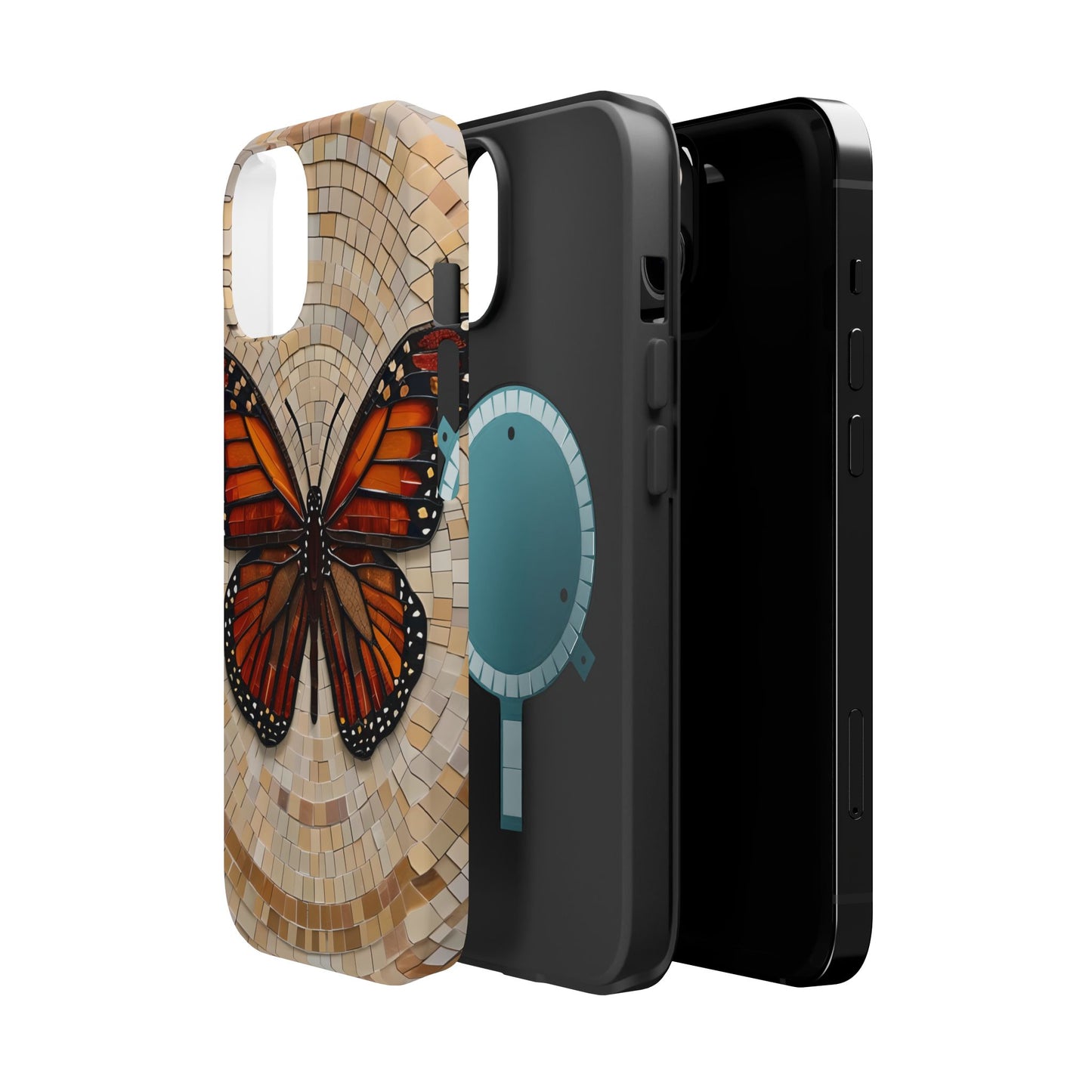 Monarch Butterfly Mosaic iPhone Case, Orange Butterfly Case, Artistic Phone Cover, Trendy iPhone Case, Wireless Charging Cover
