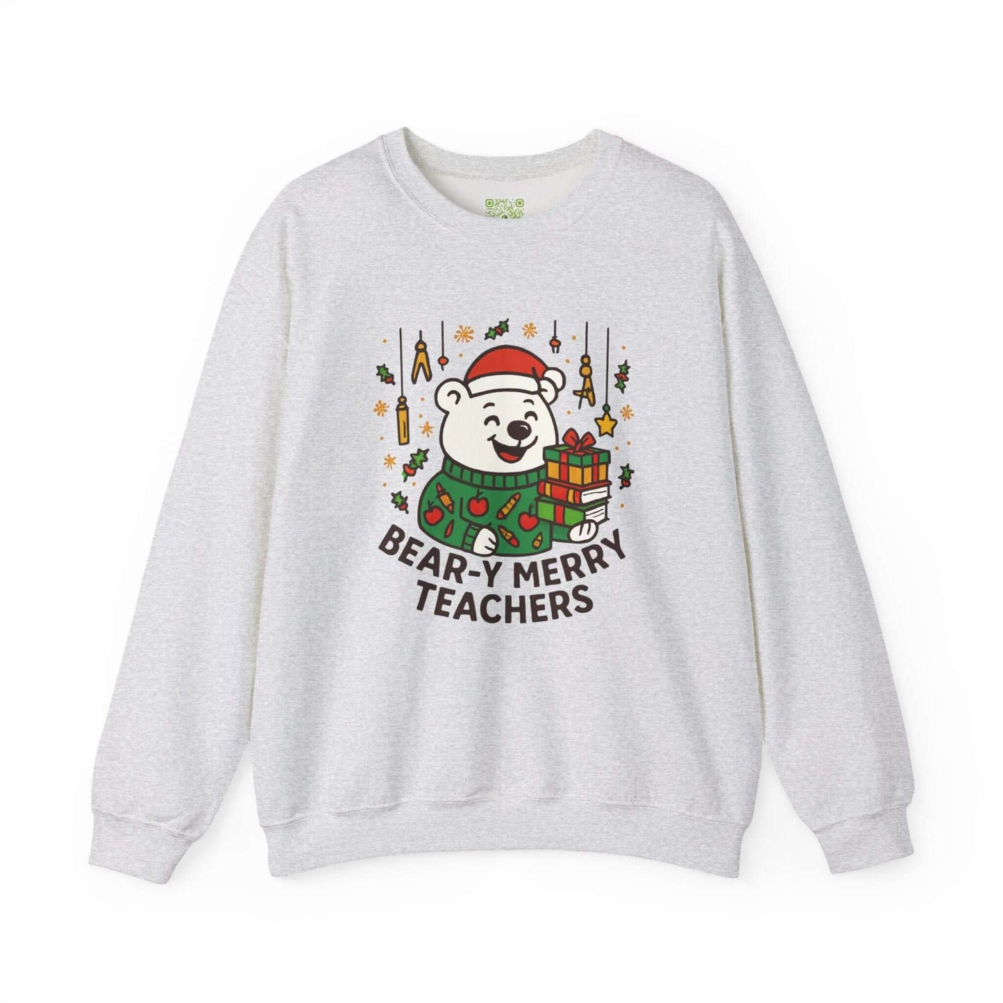 Custom Bear-y Merry Teachers sweatshirt with festive bear design, perfect holiday gift for educators.