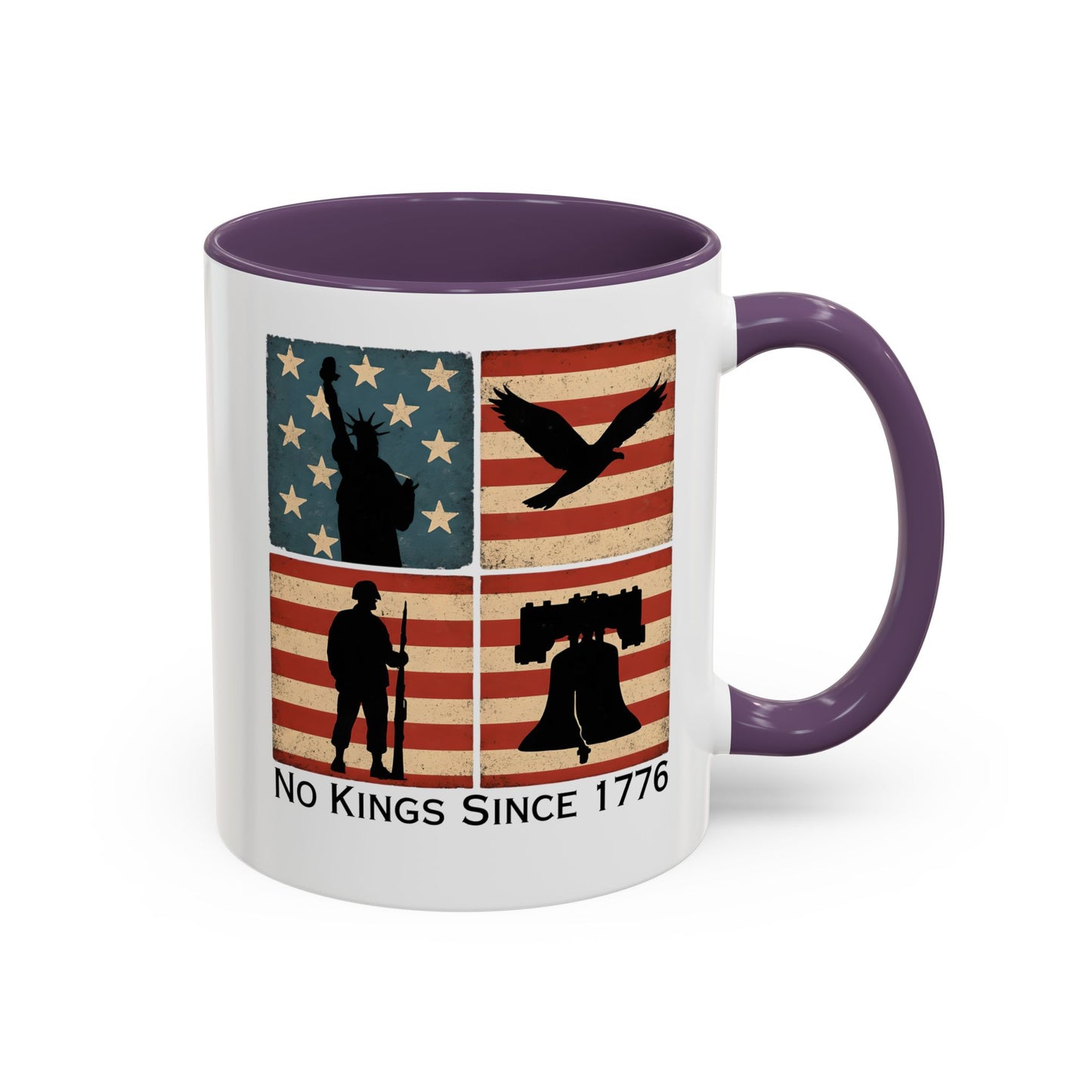 No Kings Since 1776 Coffee Mug, Fourth of July Gift, Retro American Flag Mug, Land of the Free, Military Veteran Gift