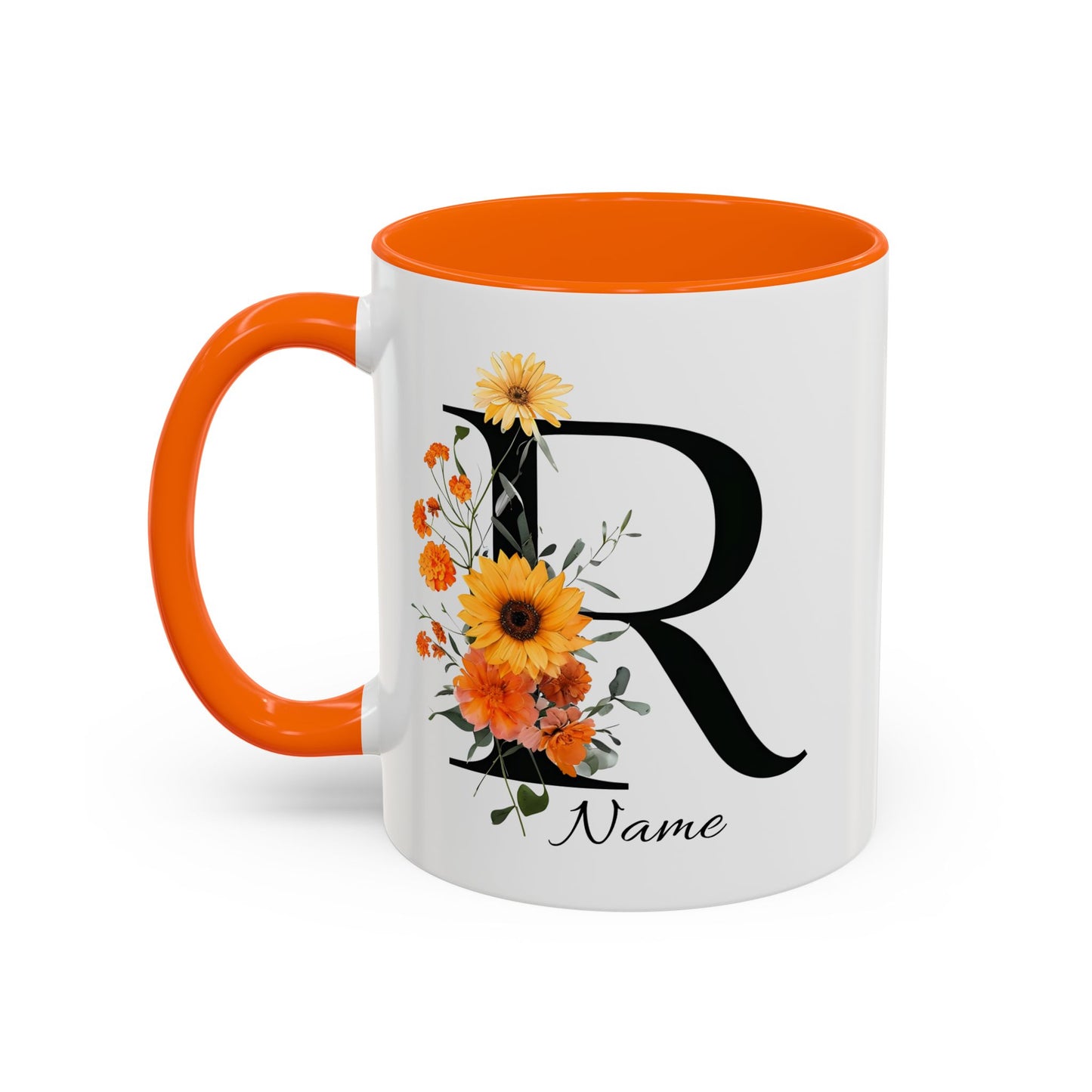 Personalized Floral Monogram - Letter R - Elegant Accent Coffee Mug – Personalized Mothers Day Gift
