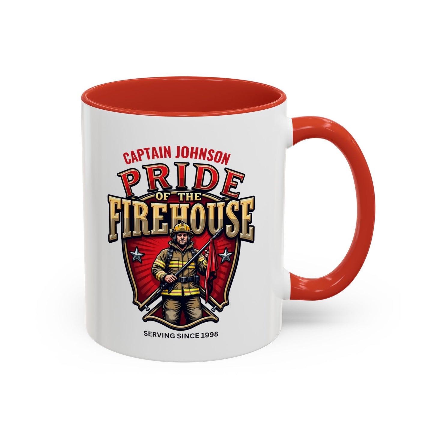 Personalized Pride of the Firehouse Shield Mug, Fire Department, Fire Fighter Gift, Firefighter Mug, Firefighter Dad Gift