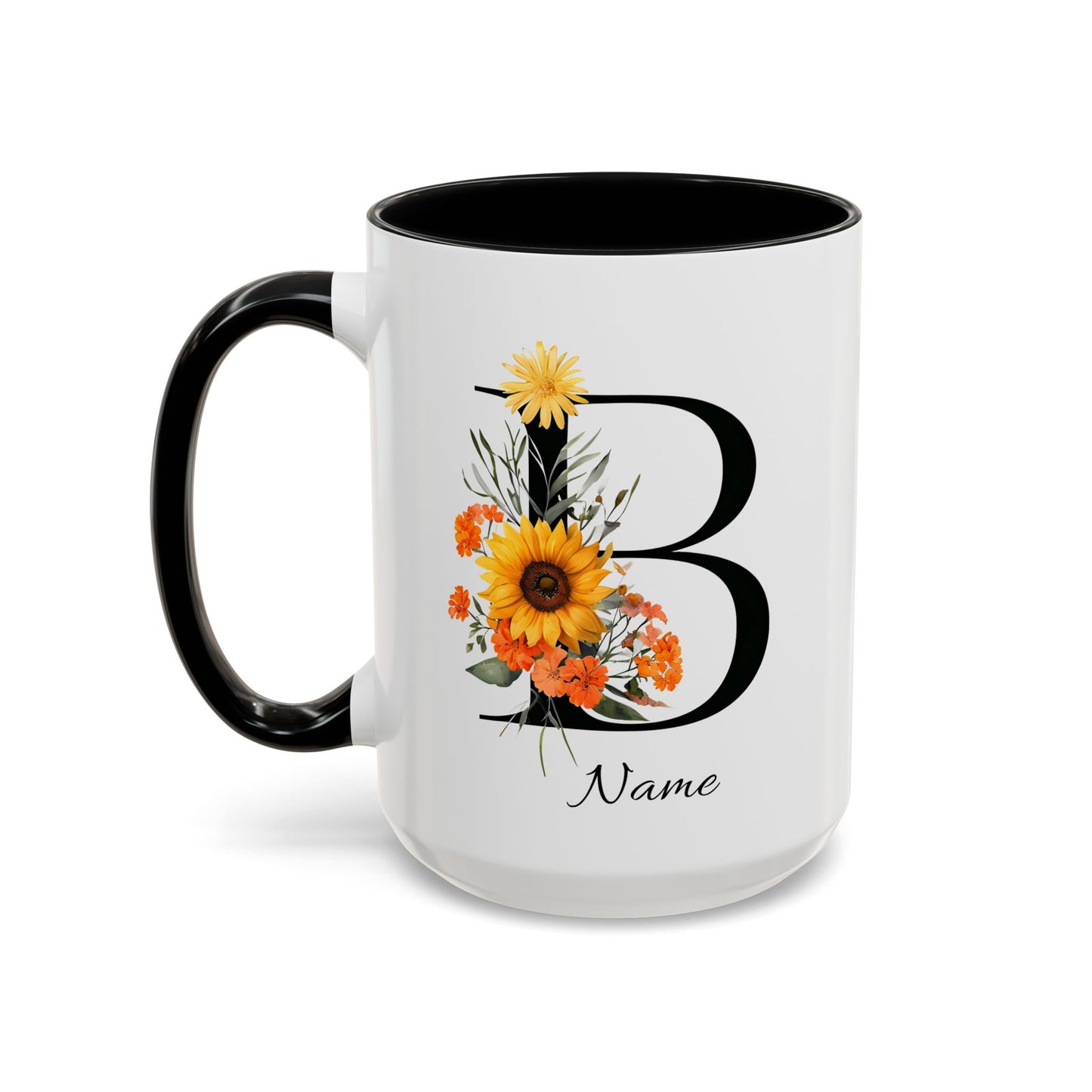Personalized Floral Monogram - Letter B - Elegant Accent Coffee Mug – Personalized Mothers Day Gift