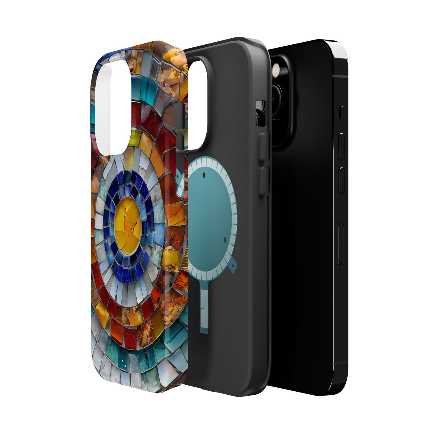 Magnetic Mosaic Phone Case, Trendy iPhone Case, Unique Design, Faux Stained Glass, Custom Phone Cover, Wireless Charging