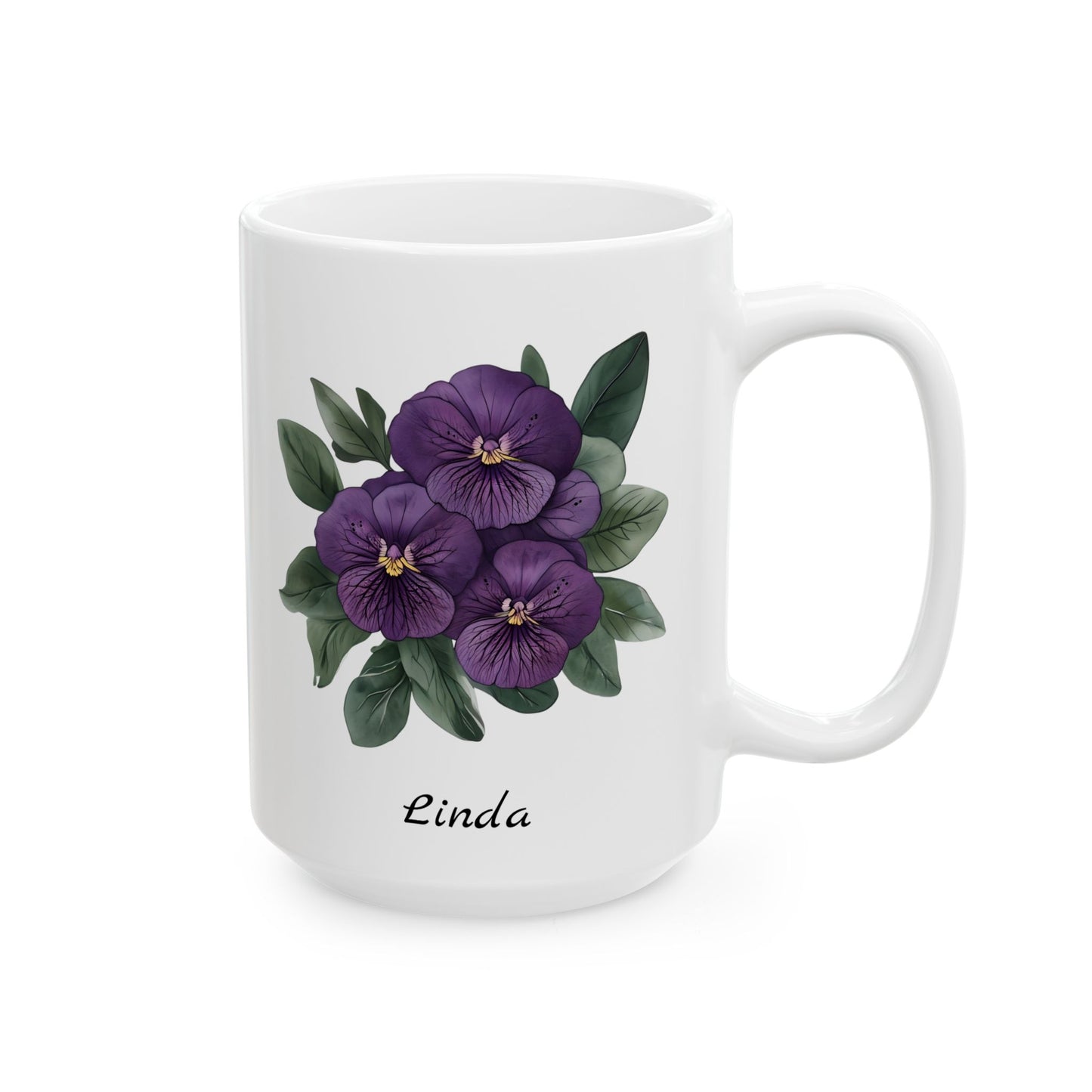 African Violet Birthday Month Mug, African Violet Mug, Violet Birth Flower, Customizable Mug, February Birthday Gift