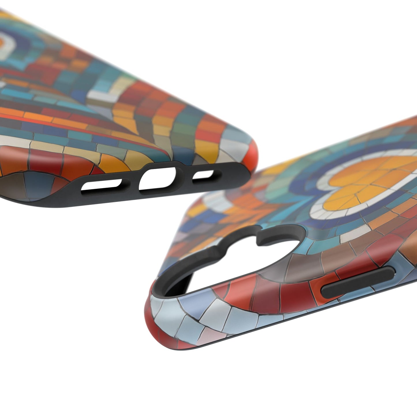 Magnetic Heart Mosaic iPhone Case, Faux Stained Glass, Trendy Phone Cover, Artistic Phone Case, Wireless Charging