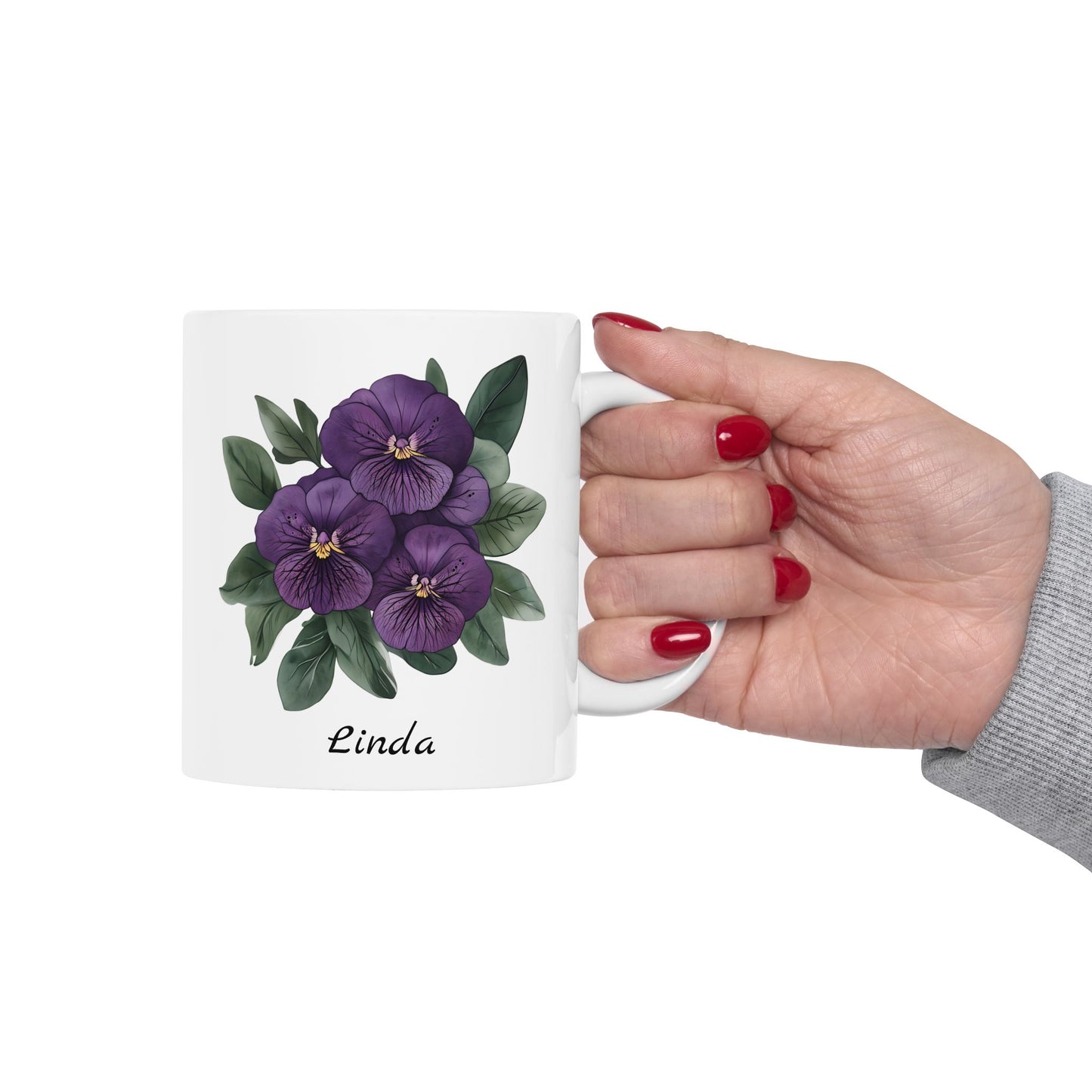 African Violet Birthday Month Mug, African Violet Mug, Violet Birth Flower, Customizable Mug, February Birthday Gift