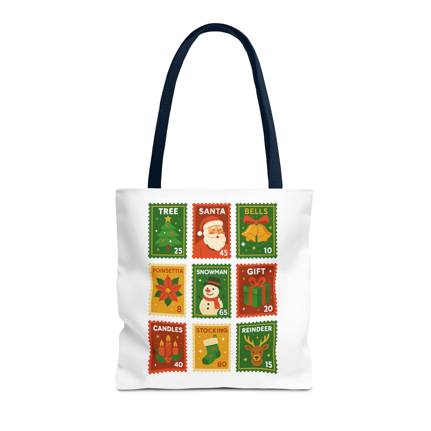 Festive Holiday Stamp Tote Bag, Xmas Gift Bag, Holiday Tote Bag, Custom Christmas Bag, Party Favor Gift Bag, Unique Gift Bag