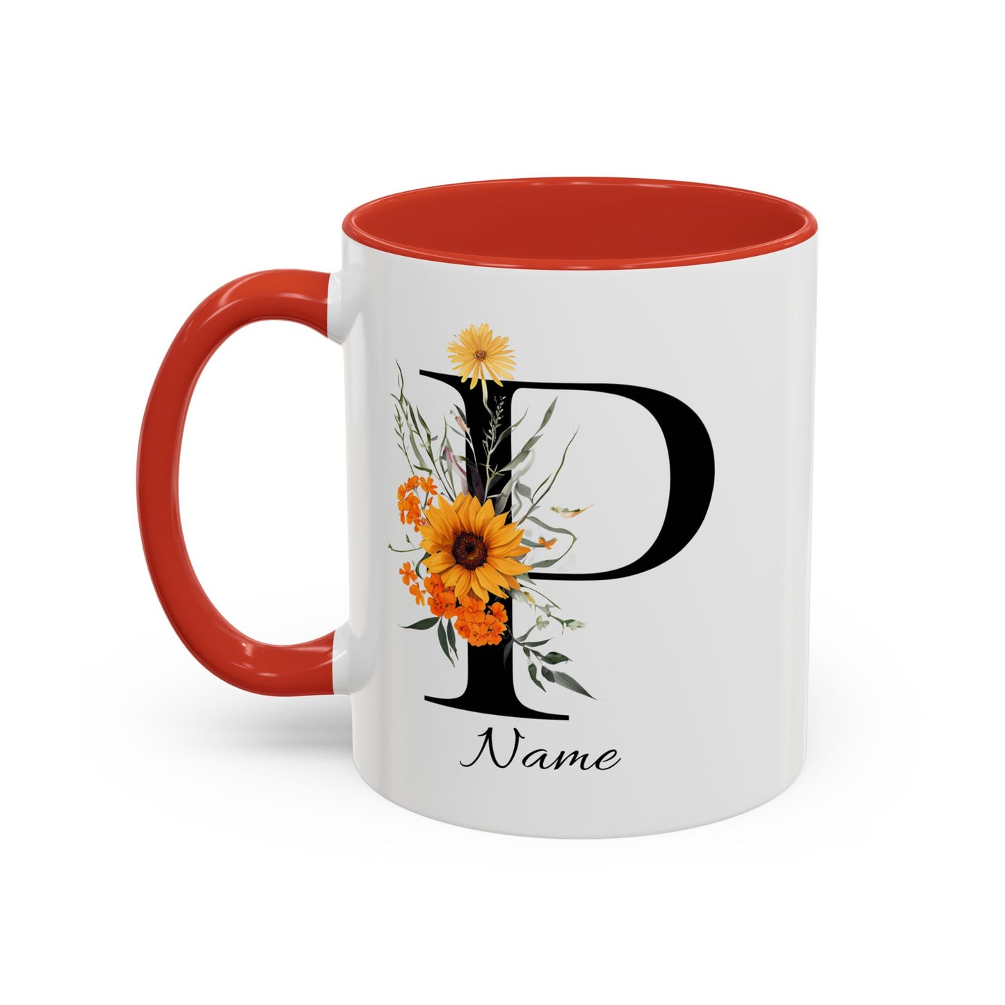 Personalized Floral Monogram - Letter P - Elegant Accent Coffee Mug – Personalized Mothers Day Gift