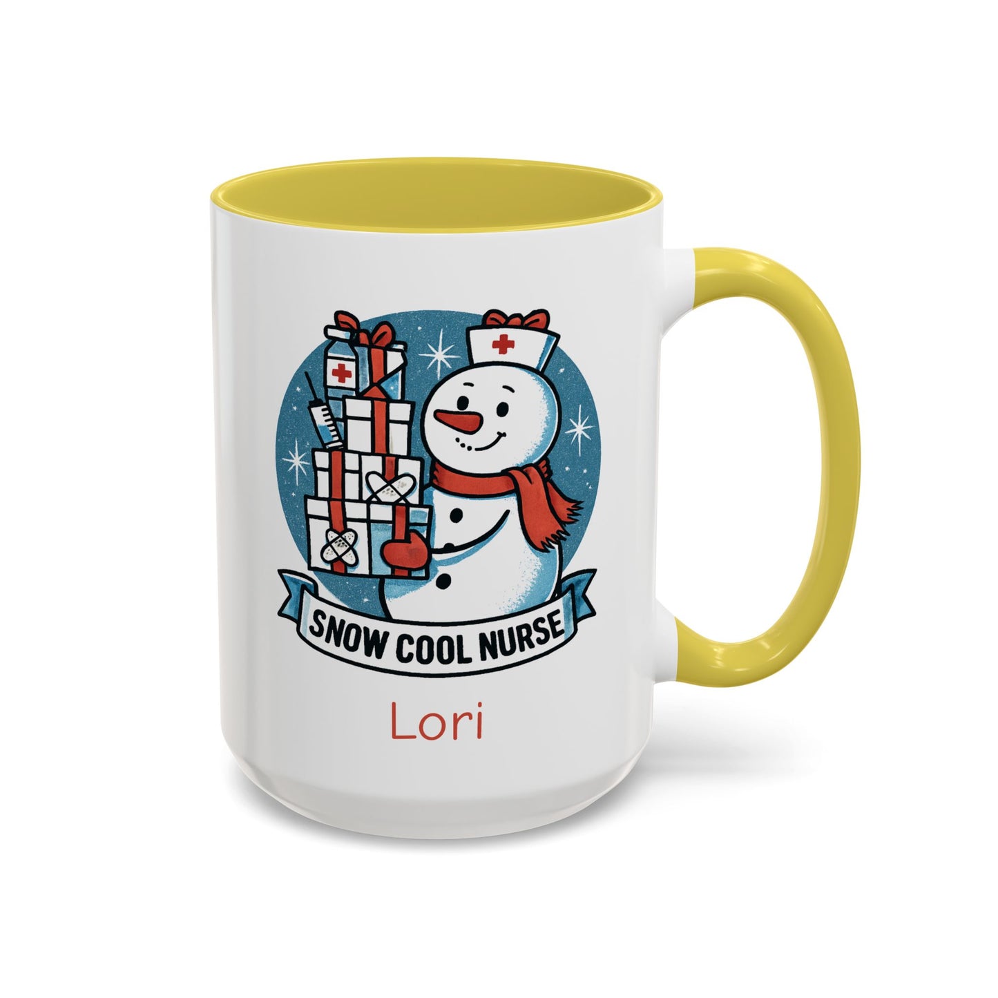 Personalized Snowman Nurse Mugs with festive designs and custom names, perfect holiday gift for nurses.