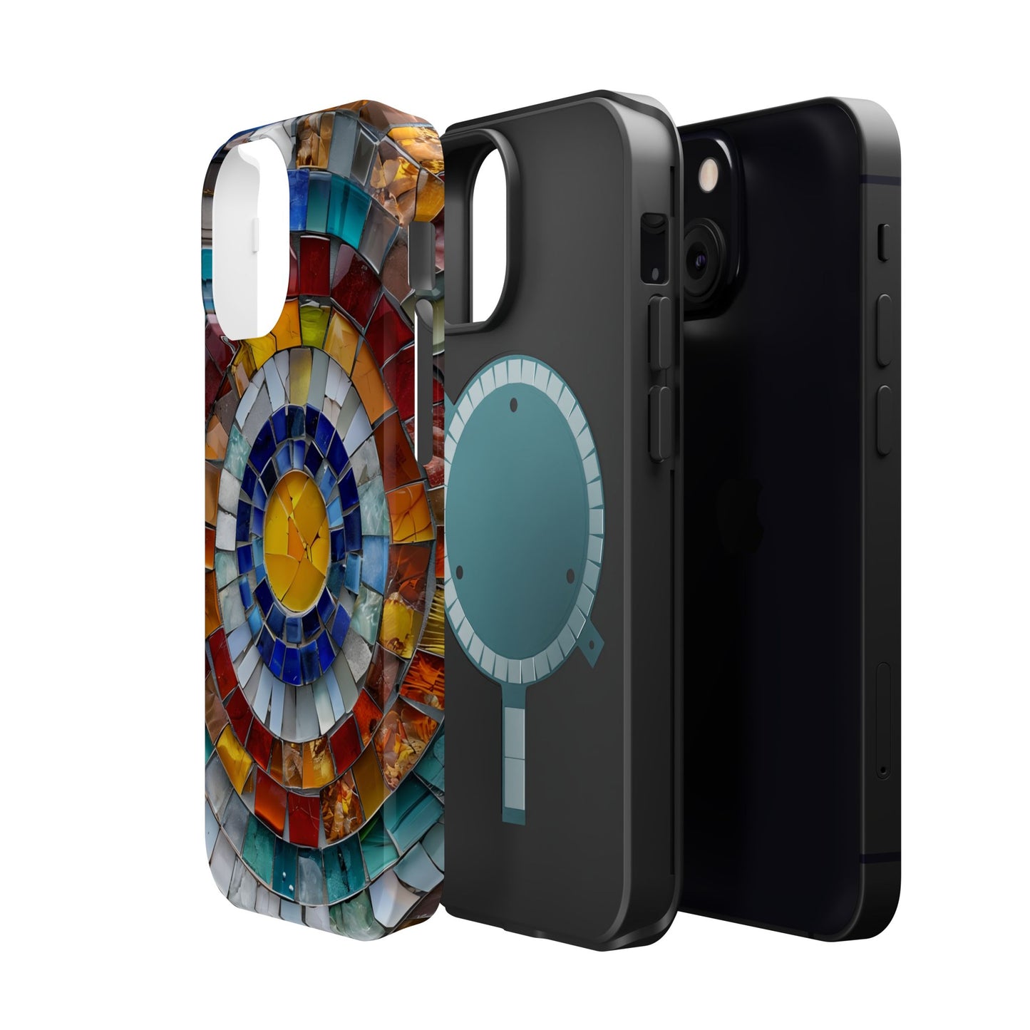 Magnetic Mosaic Phone Case, Trendy iPhone Case, Unique Design, Faux Stained Glass, Custom Phone Cover, Wireless Charging