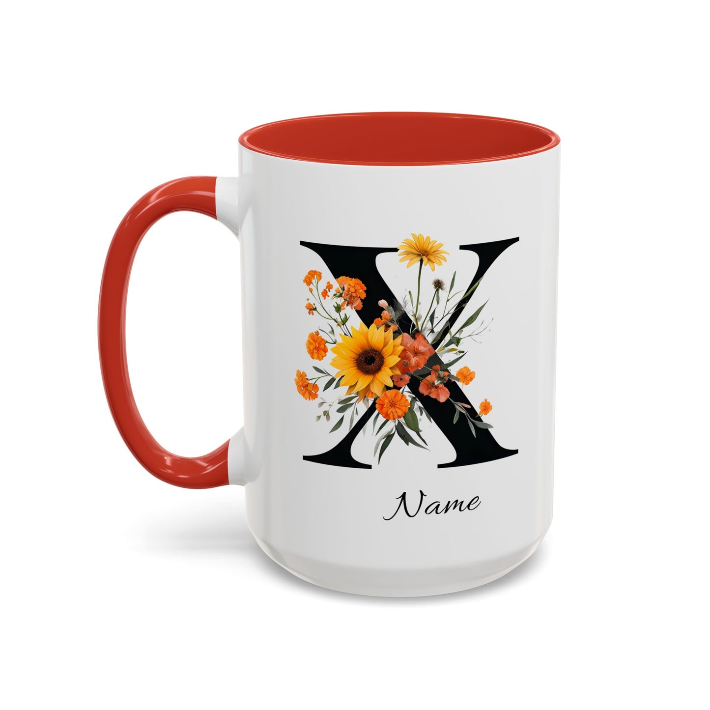 Personalized Floral Monogram - Letter X - Elegant Accent Coffee Mug – Personalized Mothers Day Gift