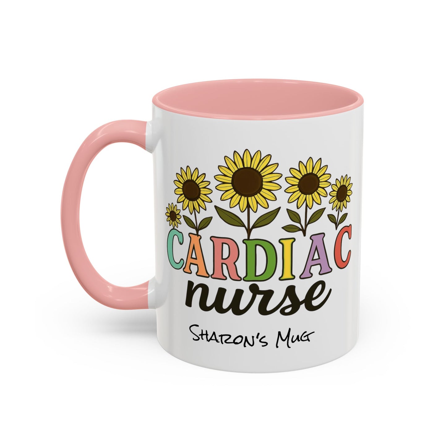 Cardiac Nurse Sunflower Accent Coffee Mug, CVICU Nurse Mug, Cardiac Nursing Grad Gift, Cardiac ICU Nurse, Cardiology RN NP
