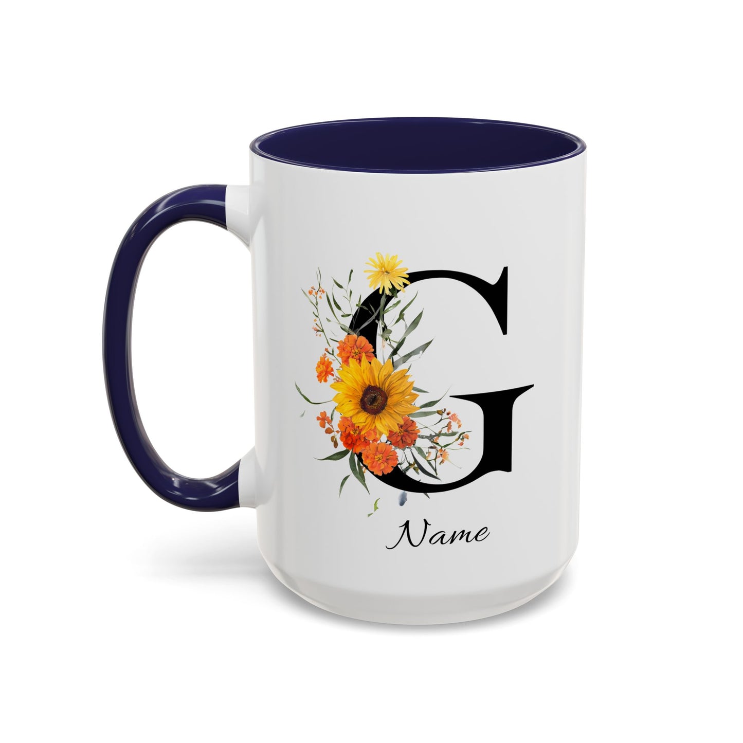 Personalized Floral Monogram - Letter G - Elegant Accent Coffee Mug – Personalized Mothers Day Gift