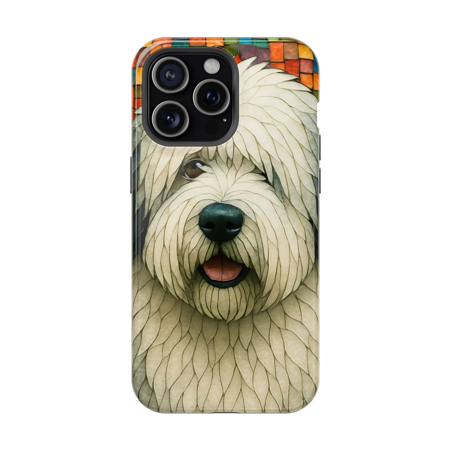 Old English Sheepdog Mosaic Phone Case, English Sheepdog iPhone Case, Dog Phone Case, Dog Lover Gift, Cute Dog Cover