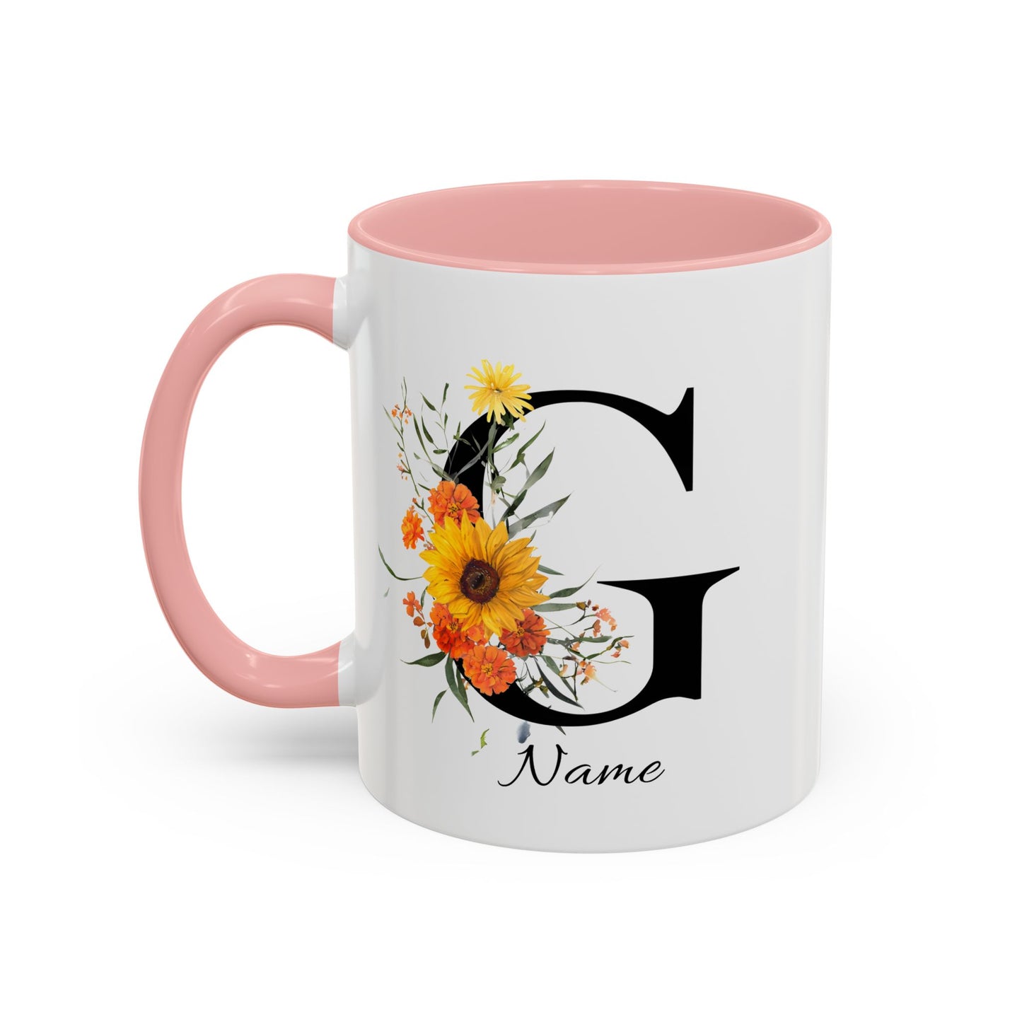 Personalized Floral Monogram - Letter G - Elegant Accent Coffee Mug – Personalized Mothers Day Gift