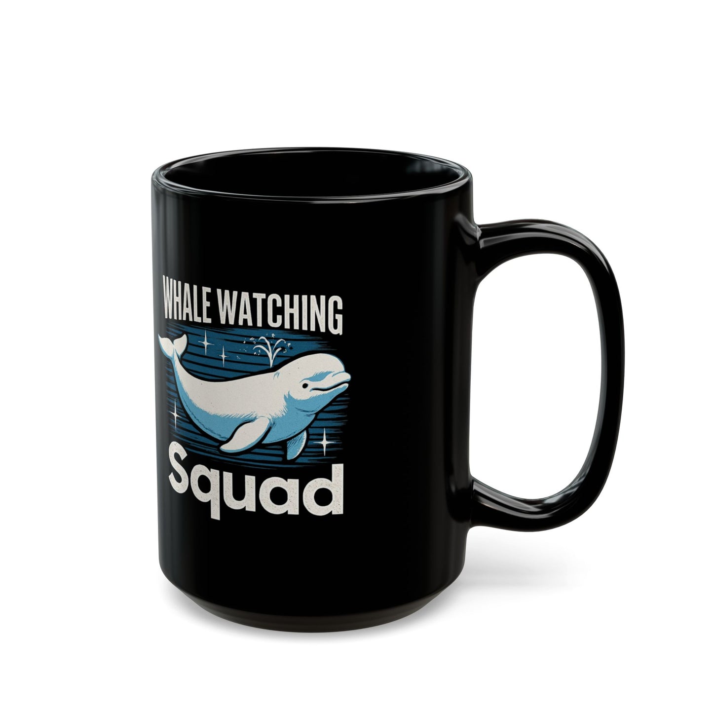 Whale Squad Black Mug, Personalized Whale Watching, Whale Mug, Ocean Lovers Gift, Nantucket Whales, Alaskan Cruise